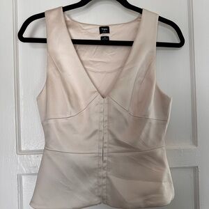 Aritzia Cream Satin V-Neck Sleeveless Blouse
